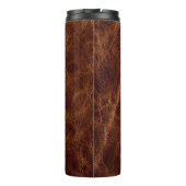 Bruin leder textureleder, textuur, abstract, acce thermosbeker (Achterkant)