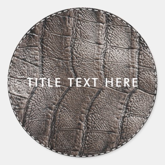 Bruin leder uit alligator Textuur en tiel Ronde Sticker (Voorkant)