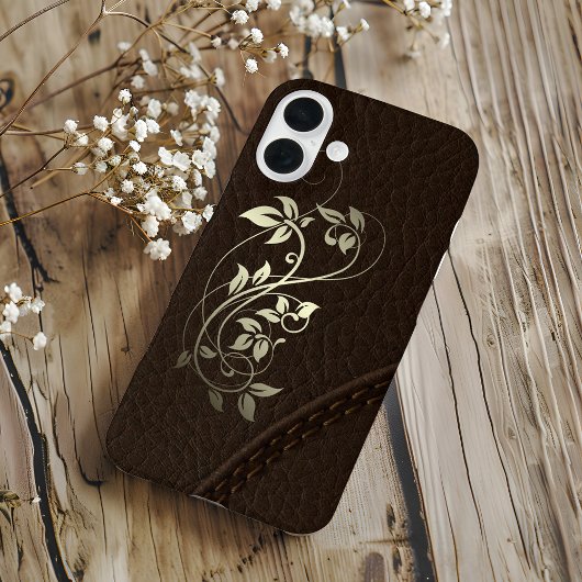 Bruin leder uit bruin faux Case-Mate iPhone case