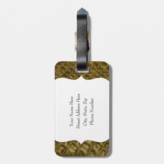 Bruin leder van snakeskin Bagagelabel (Achterkant verticaal)