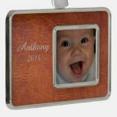 Bruin leder verzilverd omlijst ornament (Rechts)