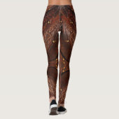 Bruin leder Viking Chest Armor Abstract Design Leggings (Achterkant)