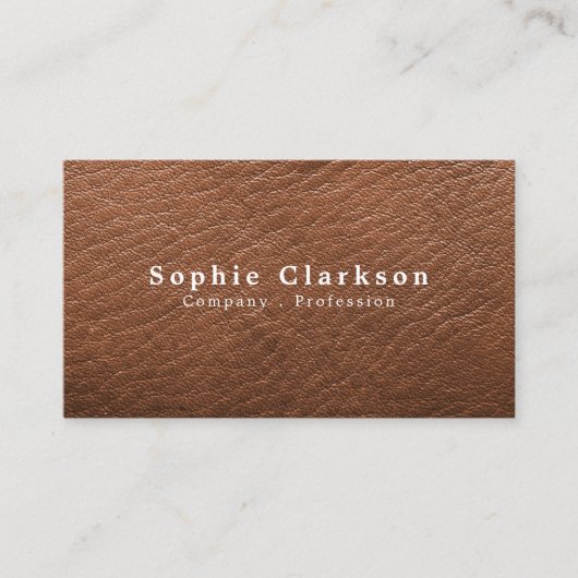 Bruin ledereffect, bijtend visitekaartje (Voorkant)