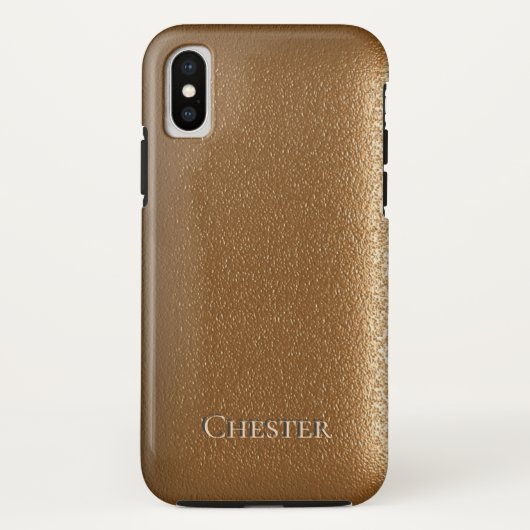 Bruin lederen achtige textuur gepersonaliseerd Case-Mate iPhone case (Achterkant)