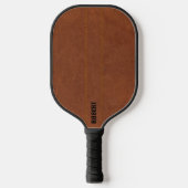 Bruin Lederen Afbeelding Aangepaste tekst Pickleball Paddle (Voorkant)