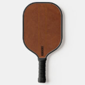 Bruin Lederen Afbeelding Aangepaste tekst Pickleball Paddle (Achterkant)