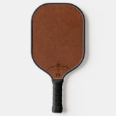 Bruin Lederen Afbeelding Custom Monogram Pickleball Paddle (Achterkant)