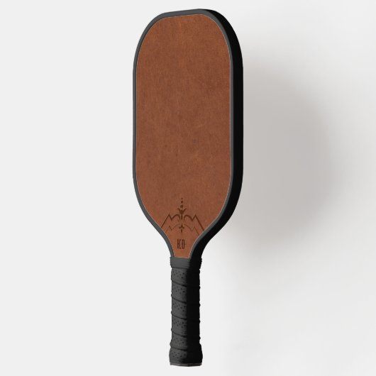 Bruin Lederen Afbeelding Custom Monogram Pickleball Paddle (Links)
