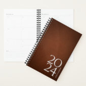 Bruin Lederen Afbeelding Persoonlijk 202x Wekelijk Planner (Display)