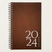 Bruin Lederen Afbeelding Persoonlijk 202x Wekelijk Planner (Voorkant)