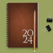 Bruin Lederen Afbeelding Persoonlijk 202x Wekelijk Planner