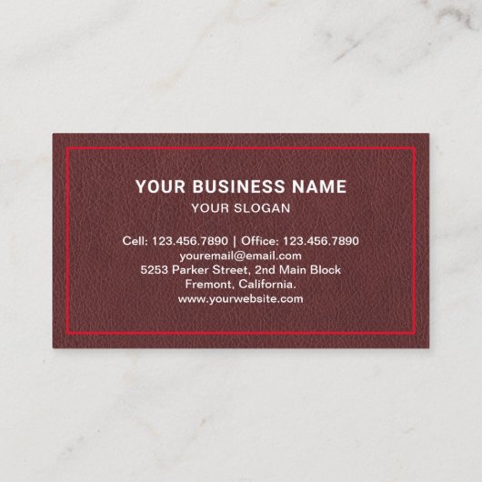 Bruin lederen autowrak Tow Truck Visitekaartje (Achterkant)