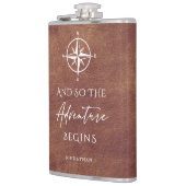 Bruin Lederen Avontuur Gepersonaliseerd Heupfles (Links)