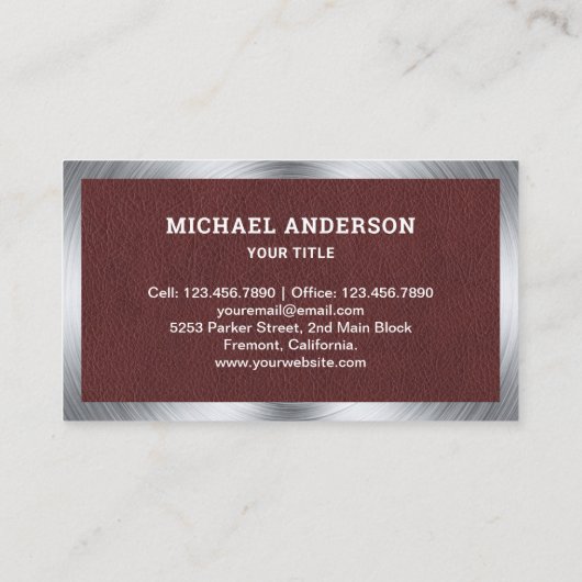 Bruin Lederen Bouw Hauling Dumptruck Visitekaartje (Achterkant)