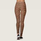 Bruin Lederen Faux Textuur Patroon Yoga Broek Leggings (Achterkant)