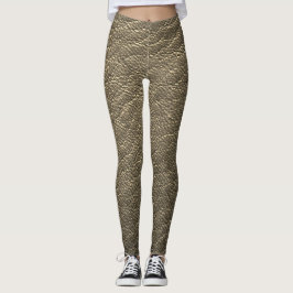 Bruin Lederen Faux Textuur Patroon Yoga Broek Leggings