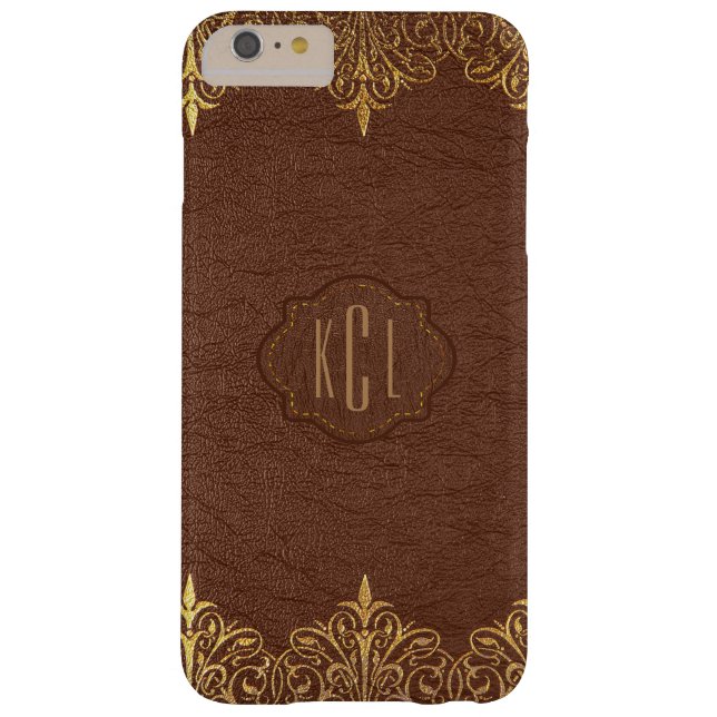 Bruin lederen goudaccenten Case-Mate iPhone case (Achterkant)