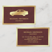Bruin lederen goudauto professionele Chauffeur Visitekaartje (Voorkant / Achterkant)