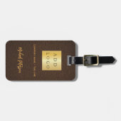 Bruin lederen gouden bedrijfsnaam logo bagagelabel (Voorkant horizontaal)