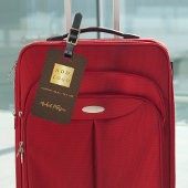 Bruin lederen gouden bedrijfsnaam logo bagagelabel