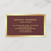 Bruin Lederen Gouden Folie Paardrijden Instructeur Visitekaartje (Achterkant)