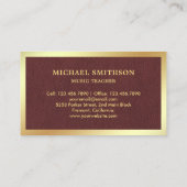 Bruin Lederen Gouden Folie Trompet Muziek Leraar Visitekaartje (Achterkant)