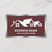 Bruin Lederen Huis Dakbedekking Bouw Roofer Visitekaartje (Voorkant)