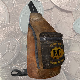 Bruin lederen imitatie langwerpige munten collecto sling bag