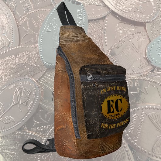 Bruin lederen imitatie langwerpige munten collecto sling bag