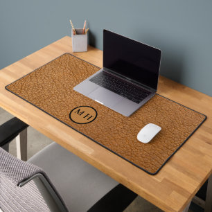 Bruin Lederen Kantoor Mannelijk Pad Monogram