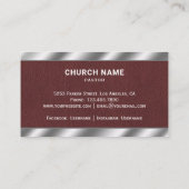 Bruin Lederen Metallic Jezus Christus Kruis Pastor Visitekaartje (Achterkant)