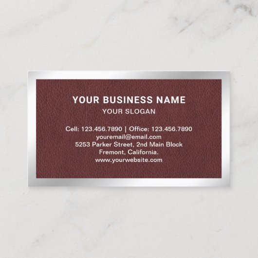 Bruin Lederen Staal Lassen Fabricator Welder Visitekaartje (Achterkant)