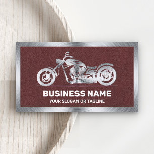 Bruin Lederen Staal Motorfiets Motorfiets Monteur Visitekaartje