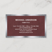 Bruin Lederen Staal Motorfiets Motorfiets Monteur Visitekaartje (Achterkant)