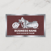 Bruin Lederen Staal Motorfiets Motorfiets Monteur Visitekaartje (Voorkant)