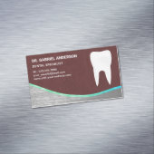 Bruin lederen staal Tooth tandheelkundige tandheel Magnetisch Visitekaartje (Voorbeeld)