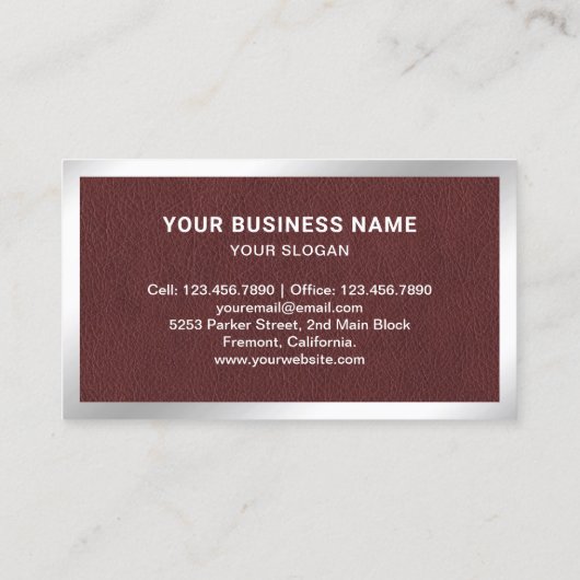 Bruin-lederen stalen dakpanelen visitekaartje (Achterkant)