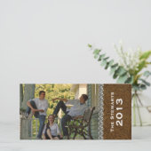 Bruin Lederen Strass Horizontale Fotokaart Feestdagenkaart (Staand voorkant)