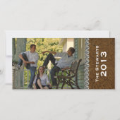 Bruin Lederen Strass Horizontale Fotokaart Feestdagenkaart (Voorkant)