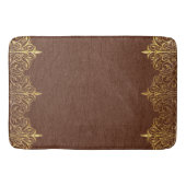 Bruin lederen textiel Druk gouden rand af Badmat (Voorkant)