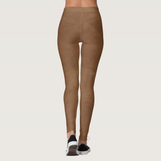 Bruin lederen textiel leggings (Achterkant)