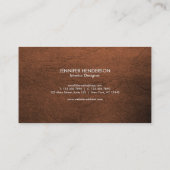 Bruin lederen textiel visitekaartje (Achterkant)