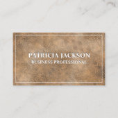 Bruin lederen textiel visitekaartje (Voorkant)