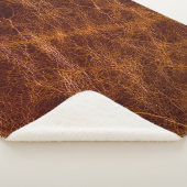Bruin lederen texturele abstract, kunstmatig, acht sherpa deken (3/4)