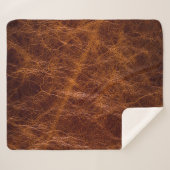 Bruin lederen texturele abstract, kunstmatig, acht sherpa deken (Voorkant (horizontaal))