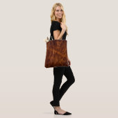 Bruin lederen texturele abstract, kunstmatig, acht tote bag (Op model)