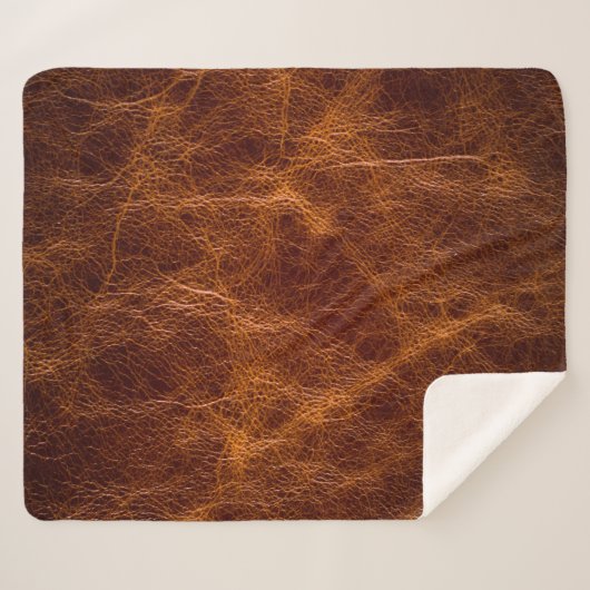 Bruin lederen textureleder, textuur, achtergrond,  sherpa deken (Voorkant (horizontaal))