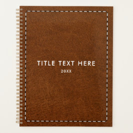 Bruin lederen textuur en schilderij planner