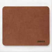 bruin lederen textuur monogram muismat (Voorkant)