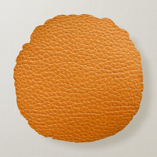 Bruin lederen textuur rond kussen (Voorkant)